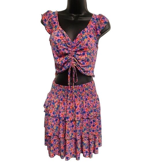 2 Piece Floral Patterned Skort And Top Set - Picture 1 of 7